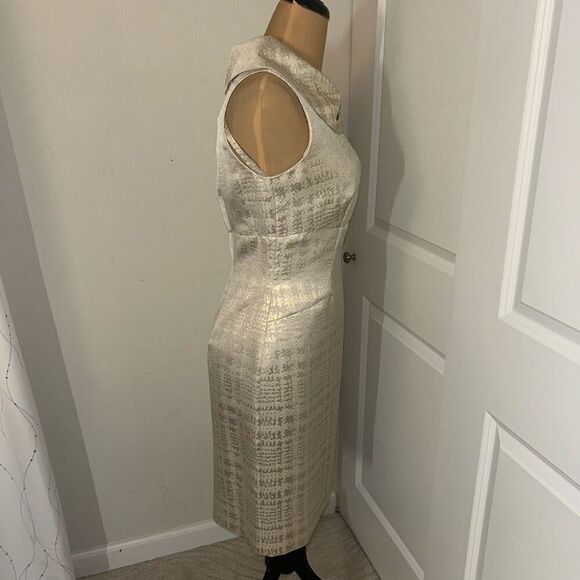 Tahari NWT Champagne Gold Cocktail Dress 8 - Picture 3 of 5